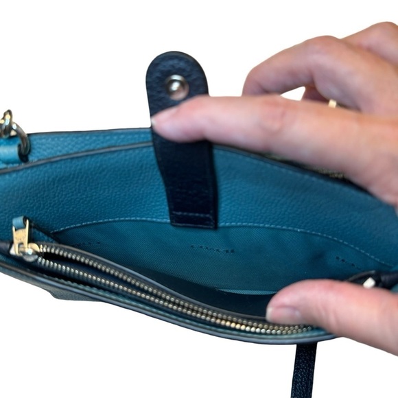 Coach Noa Pop Up Messenger Crossbody Bag in Teal and Navy Blue Pebble Leather - Picture 9 of 11